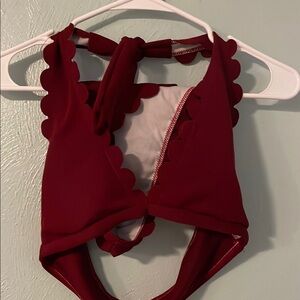 Red Scalloped high waisted Bikini set